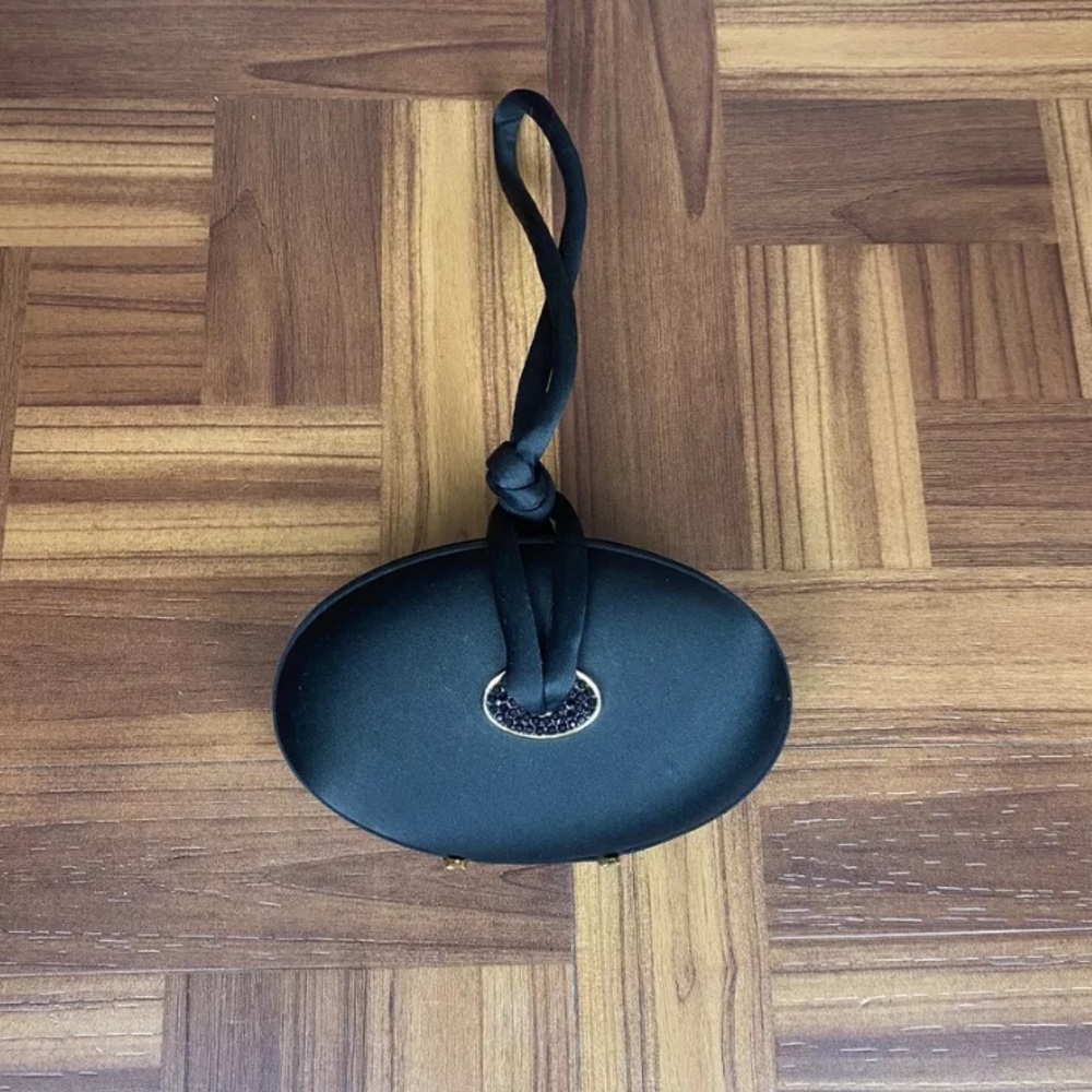 Alberta Ferretti Black Satin Micro Clutch